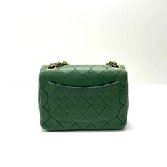Chanel Vintage Classic Flap Mini Square Green Lambskin 24k Gold HW, 1989-1991