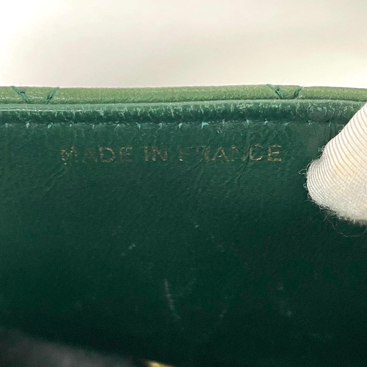 Chanel Vintage Classic Flap Mini Square Grünes Lammleder 24k Gold HW, 1989-1991 im Angebot 4