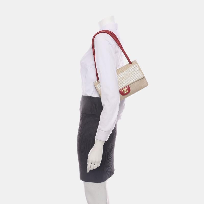 Chanel Vintage Classic Flap Bi-color Beige Perforated Leather and Red Leather Strap Bag, 2000-2002
 These are professional photos of the actual bag.
 Stunning burgundy hue paired with a sleek gunmetal grey hardware, crafted from premium lambskin