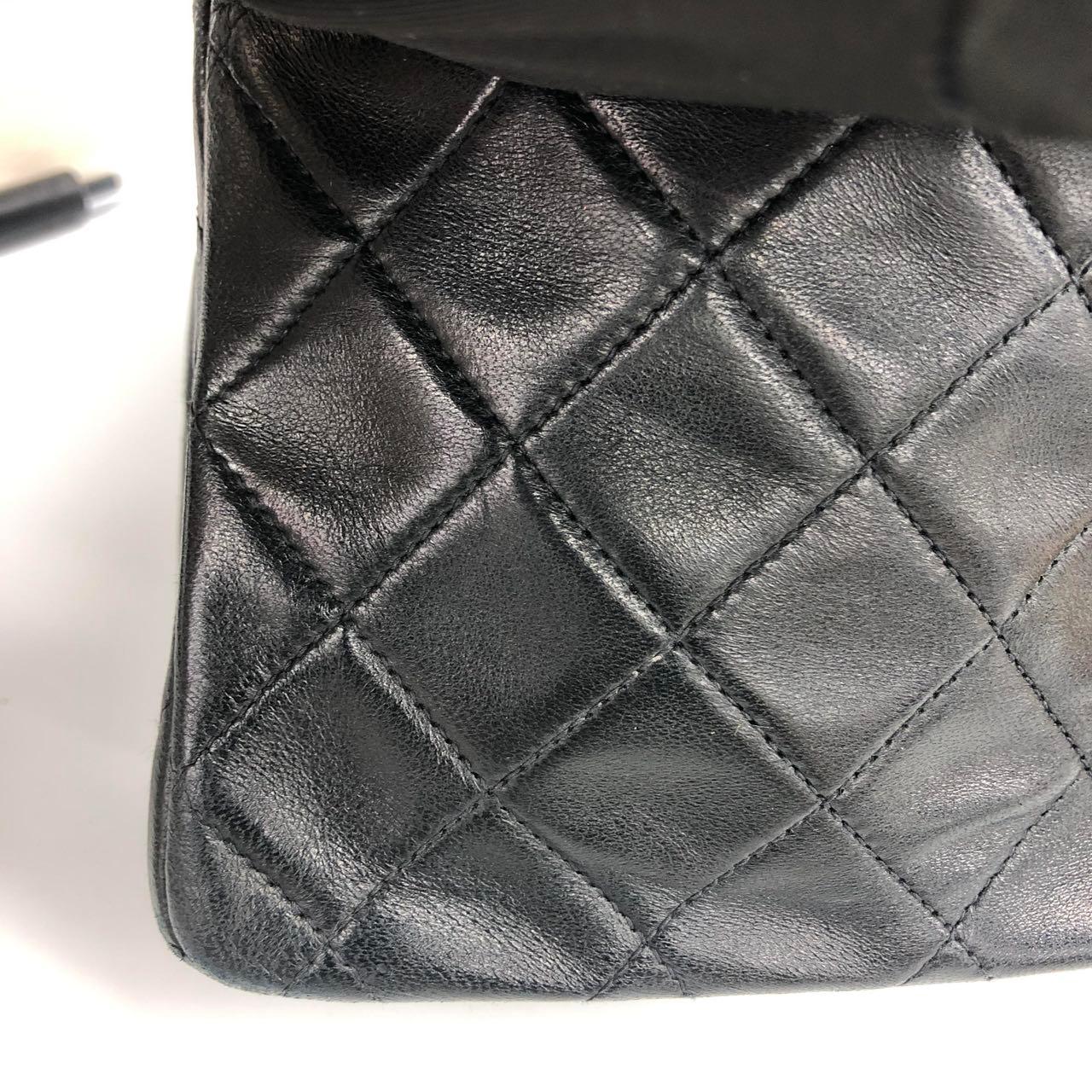 Chanel Vintage Classic Flap Small Black Lambskin Leather 24k Gold PlatedHardware For Sale 12
