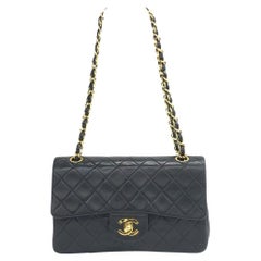 Chanel Vintage Classic Flap Small Black Lambskin Leather 24k Gold PlatedHardware