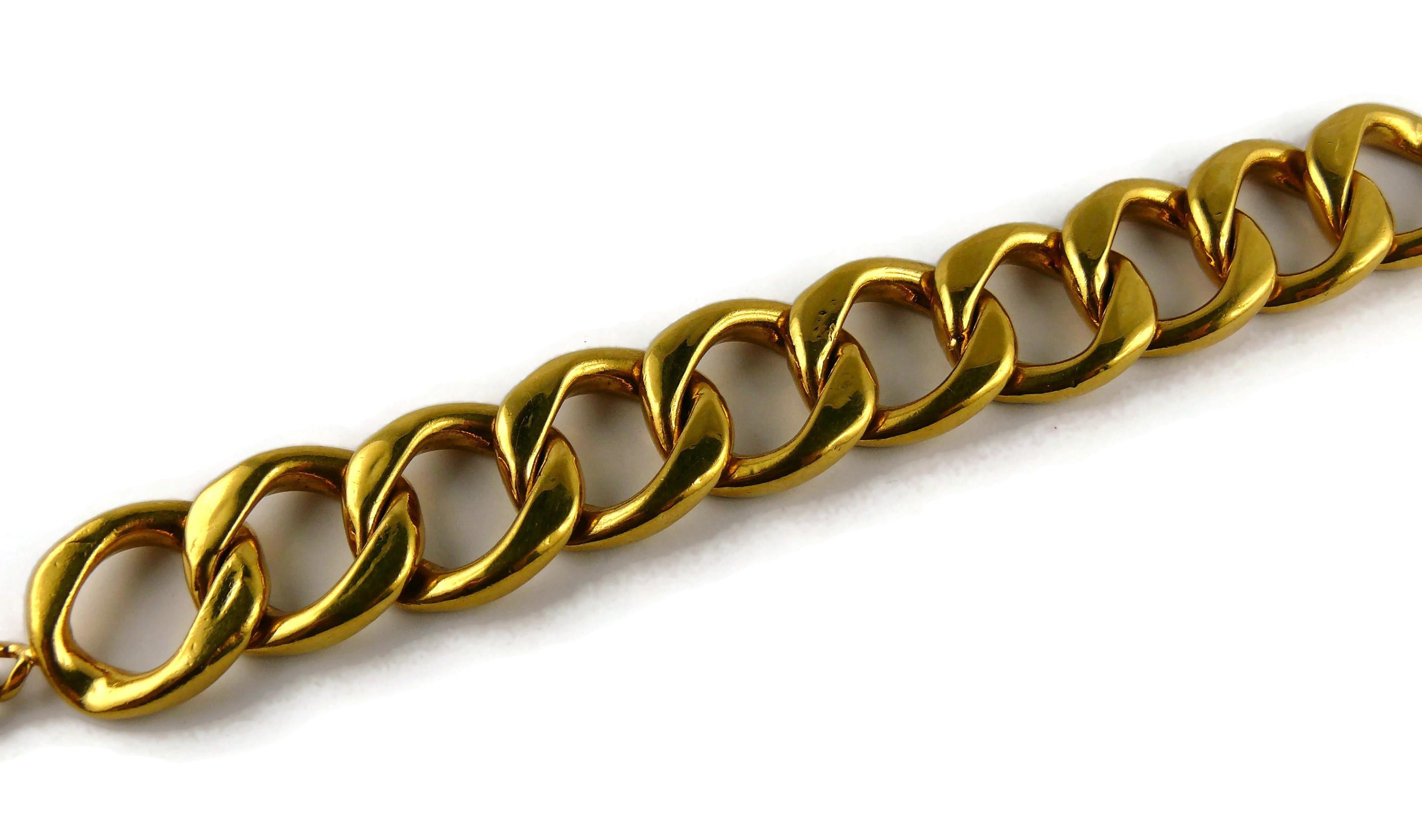 Chanel Vintage Classic Gold Toned Curb Chain Bracelet 1