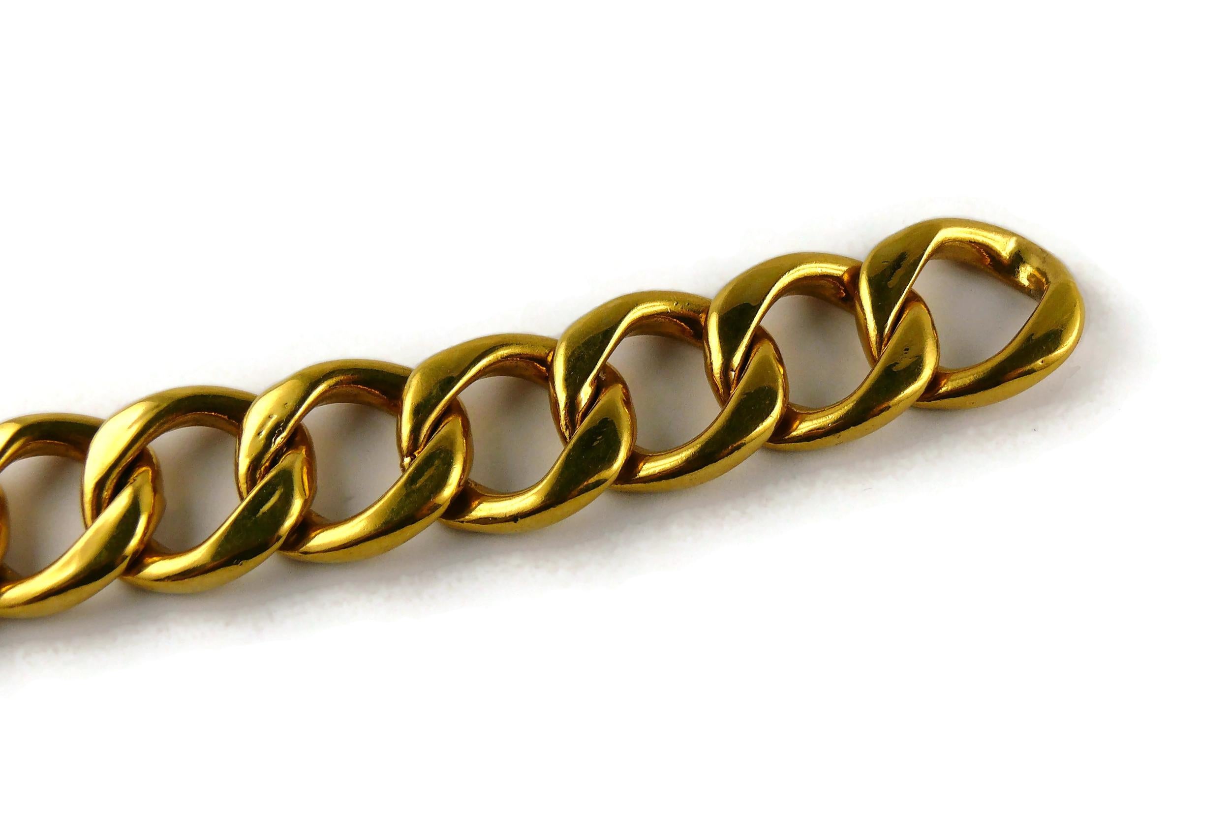 Chanel Vintage Classic Gold Toned Curb Chain Bracelet 2
