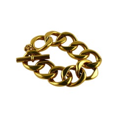 Chanel Vintage Classic Gold Toned Curb Chain Bracelet