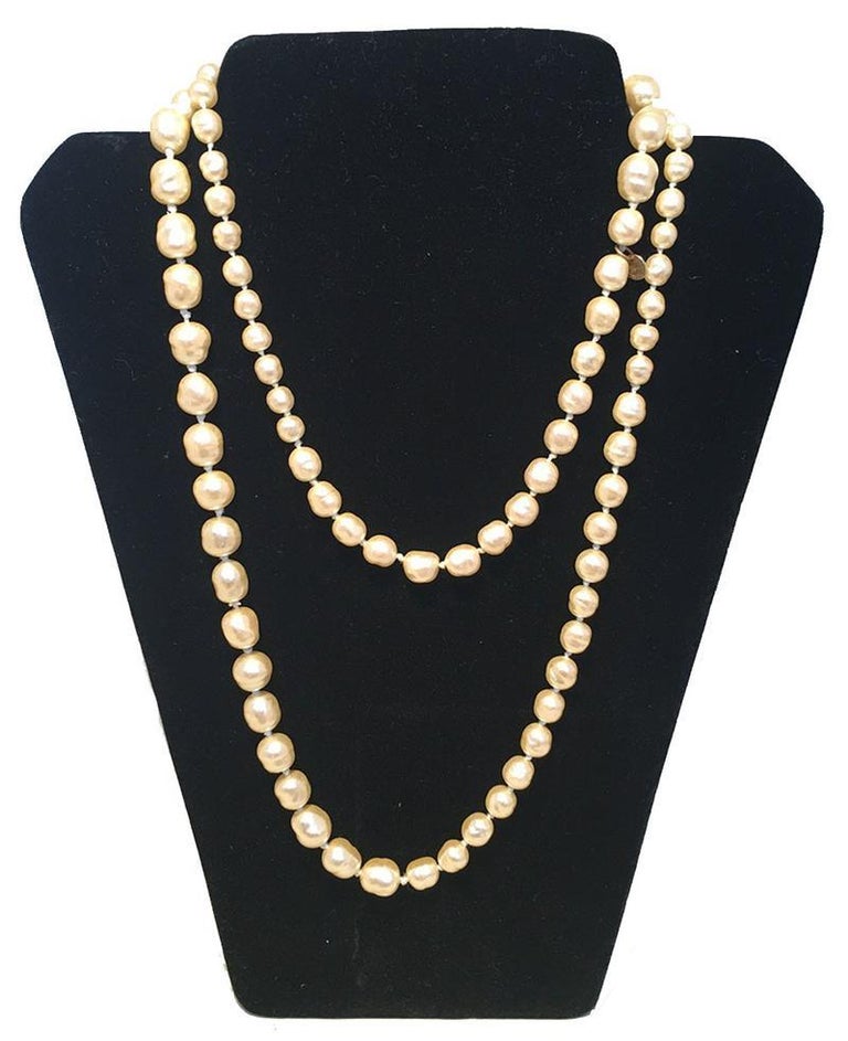 Vintage Chanel Pearl Necklace Lariat Strand 57 Inchs. 
