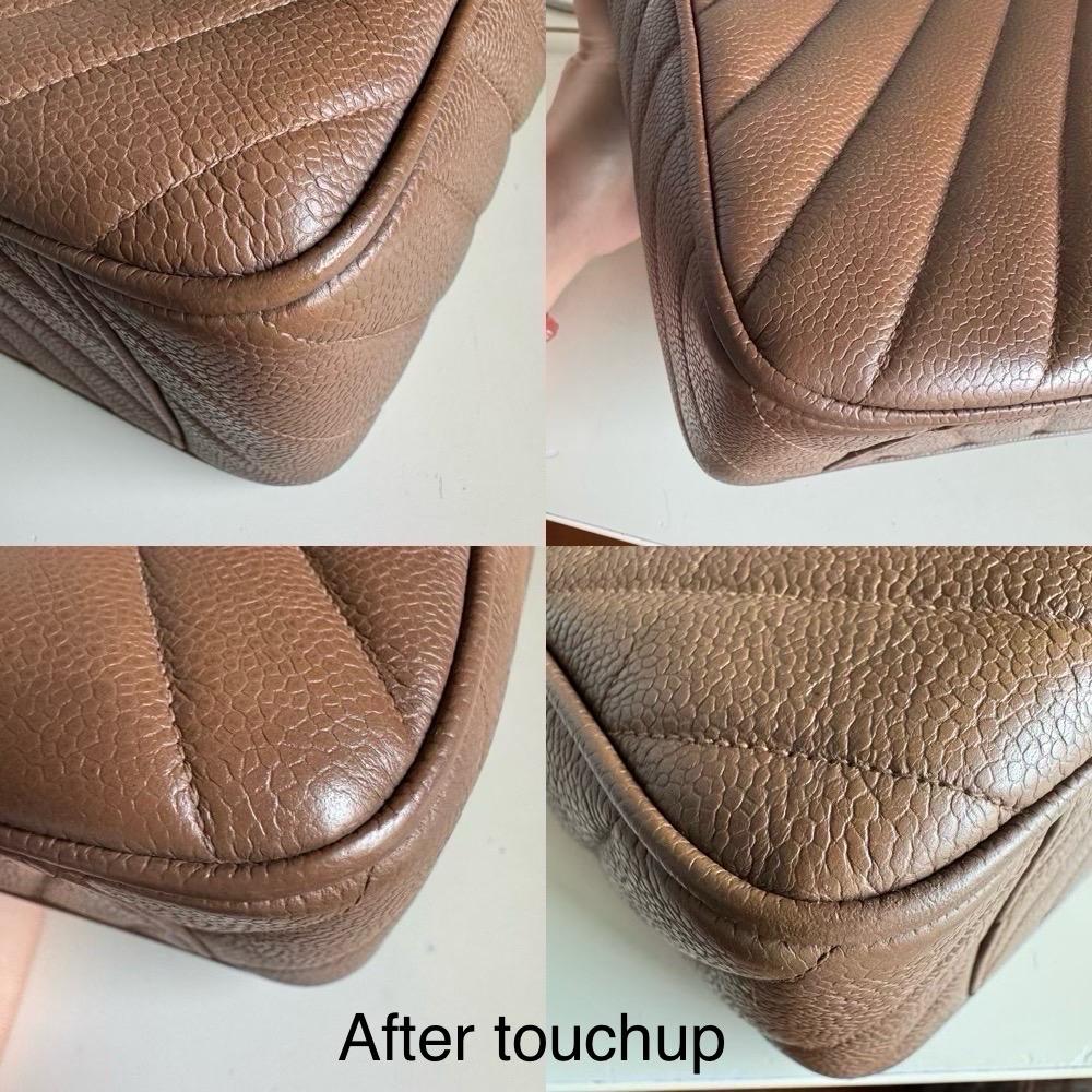 Chanel Vintage Classic Maxi Flap Taupe Brown Caviar Stitch 24 Gol en vente 11