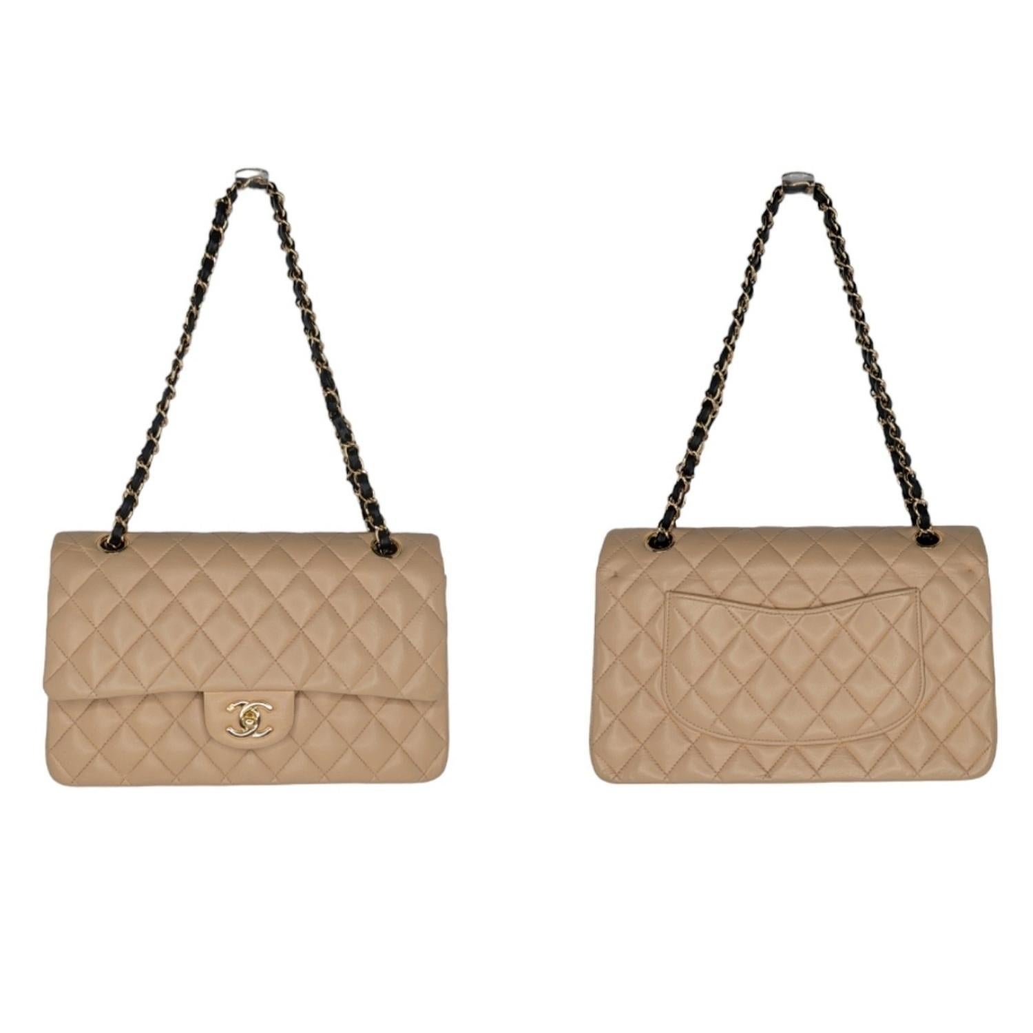 Brown Chanel Vintage Classic Quilted Lambskin Medium Double Flap