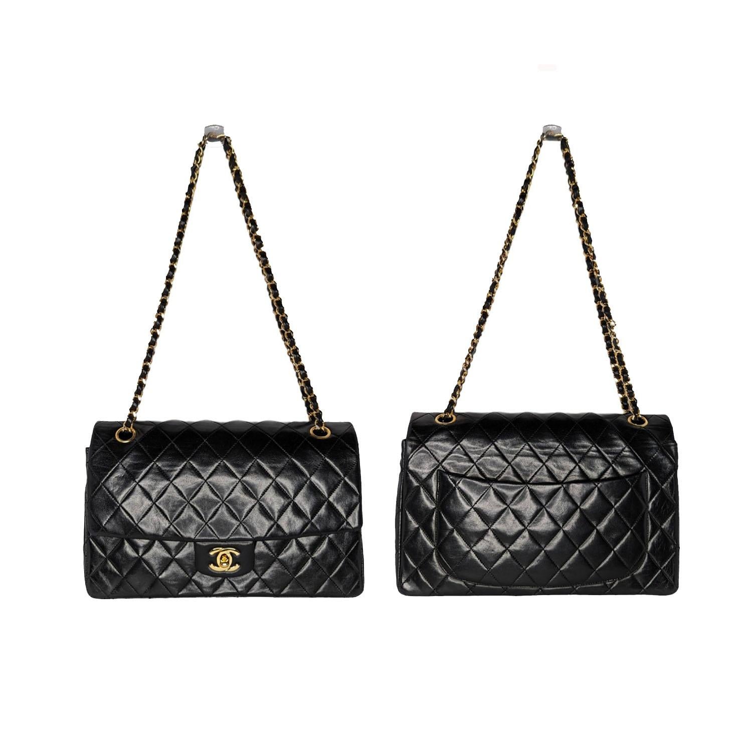 Chanel Vintage Classic Quilted Lambskin Medium Single Flap with Wallet In Good Condition For Sale In Scottsdale, AZ