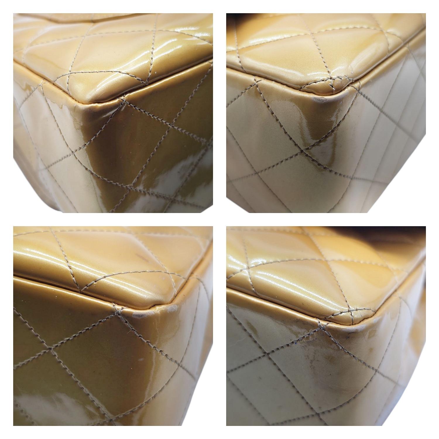 Chanel Vintage Classic Quilted Patent Single Jumbo Flap Bag For Sale 6
