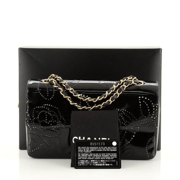 Chanel Vintage Classic Single Flap Bag Camellia Perforated Patent Small at  1stDibs