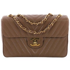 Chanel Vintage Classic Single Flap Bag Chevron Caviar Maxi