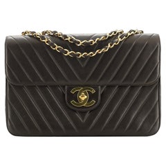 Chanel Vintage Classic Single Flap Bag Chevron Lambskin Maxi