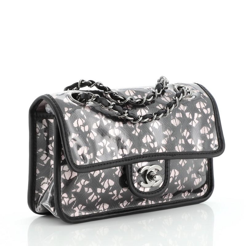 Chanel Vintage Classic Einzelklappe Tasche PVC über Spitze Mini (Schwarz)