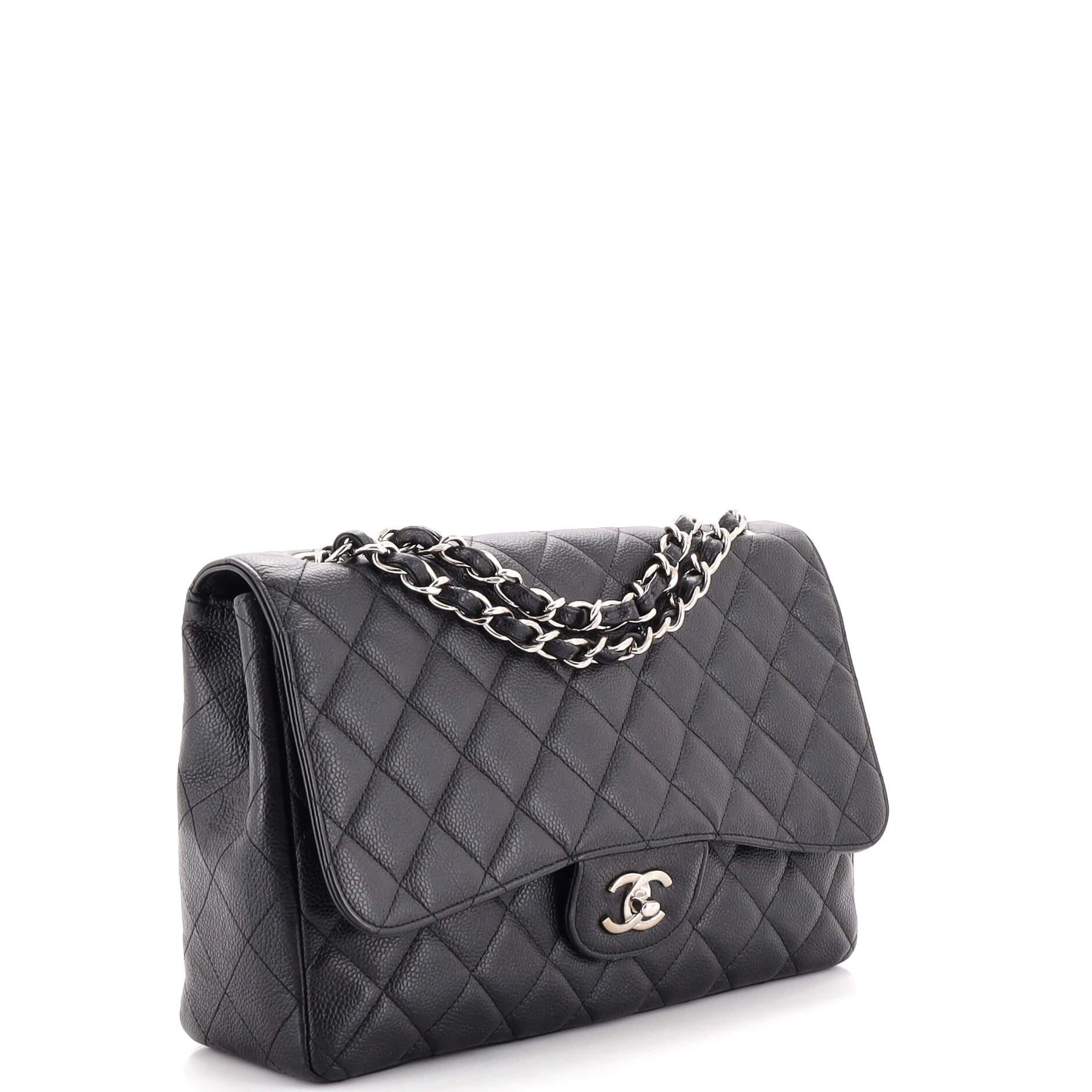Chanel Vintage Classic Single Flap Bag Quilted Caviar Jumbo In Good Condition In NY, NY
