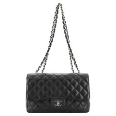 Chanel Vintage Classic Single Flap Bag Quilted Caviar Jumbo