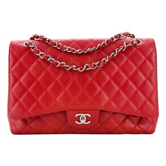 Chanel Vintage Classic Single Flap Bag Quilted Caviar Maxi