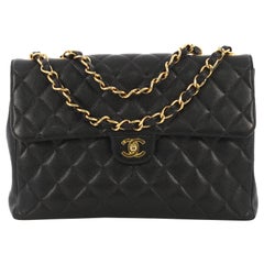 Chanel Vintage Classic Single Flap Bag Quilted Caviar Maxi