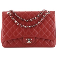 Chanel Vintage Classic Single Flap Bag Quilted Caviar Maxi