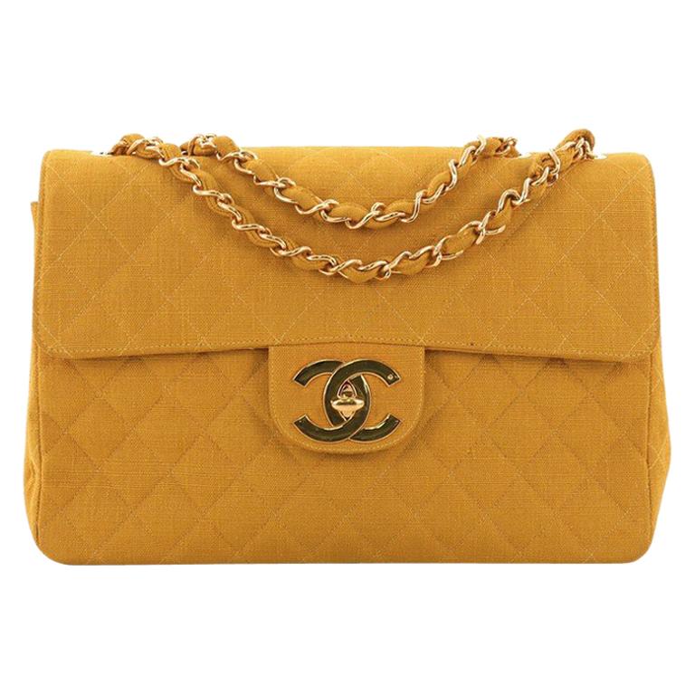 Chanel Vintage Classic Single Flap Bag Quilted Coated Canvas Maxi