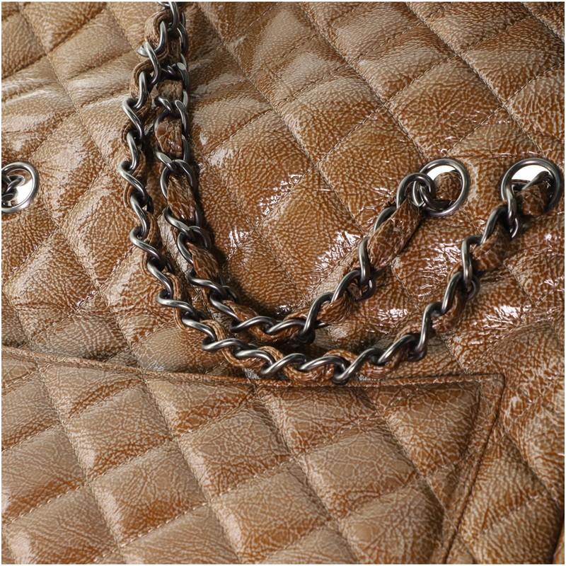 Chanel Vintage Classic Single Flap Bag Quilted Crinkled Patent Jumbo 1