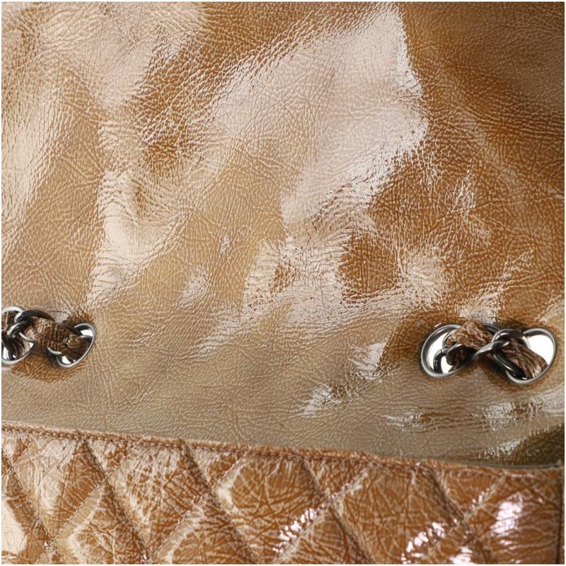 Chanel Vintage Classic Einzelne Klappe Tasche gesteppt Crinkled Patent Jumbo 3
