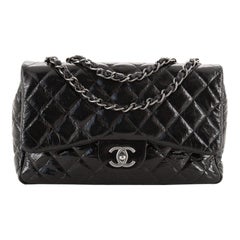 Chanel Vintage Classic Single Flap Bag Quilted Crinkled Patent Jumbo