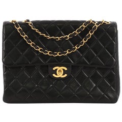 Chanel Vintage Classic Single Flap Bag Quilted Lambskin Jumbo