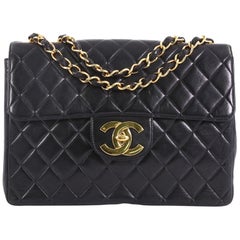 Chanel Vintage Classic Single Flap Bag Quilted Lambskin Jumbo