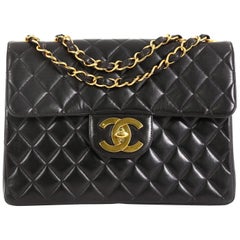 Chanel Vintage Classic Single Flap Bag Quilted Lambskin Jumbo 