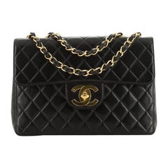 Chanel Vintage Classic Single Flap Bag Quilted Lambskin Jumbo 