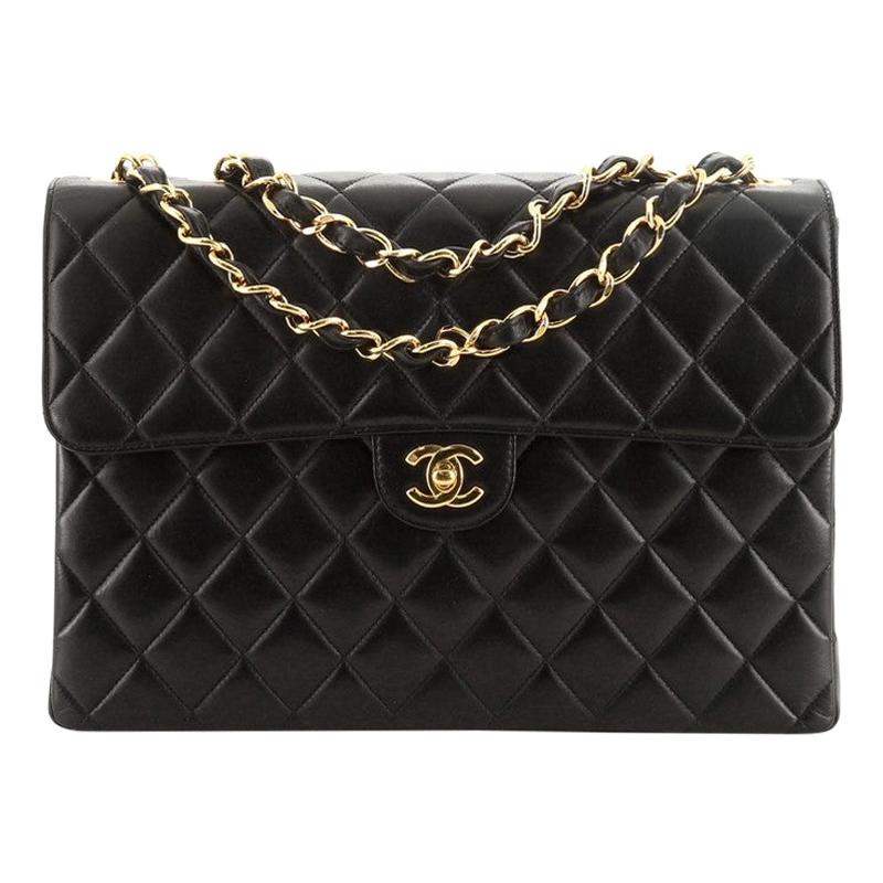 Chanel Vintage Classic Single Flap Bag Quilted Lambskin Jumbo