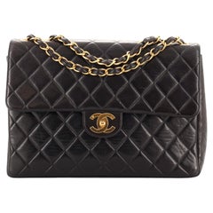 Chanel Vintage Classic Single Flap Bag Quilted Lambskin Jumbo