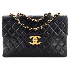 Chanel Vintage Classic Single Flap Bag Quilted Lambskin Jumbo
