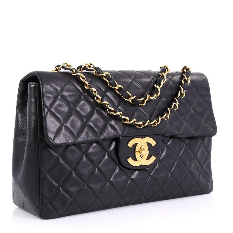 Chanel Vintage Classic Single Flap Bag Quilted Lambskin Maxi at 1stDibs
