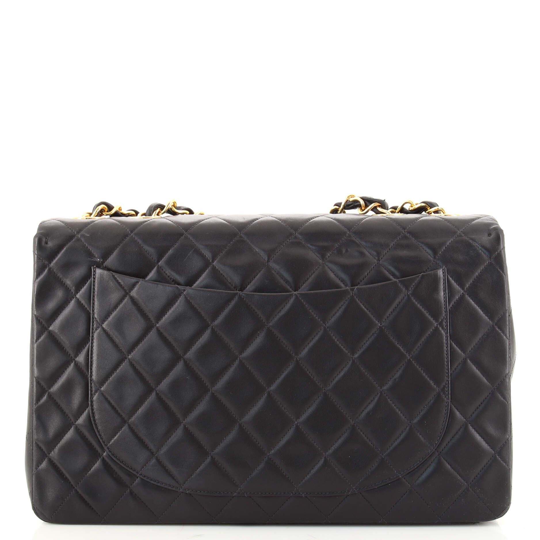 Chanel Vintage Classic Single Flap Bag Quilted Lambskin Maxi In Good Condition In NY, NY
