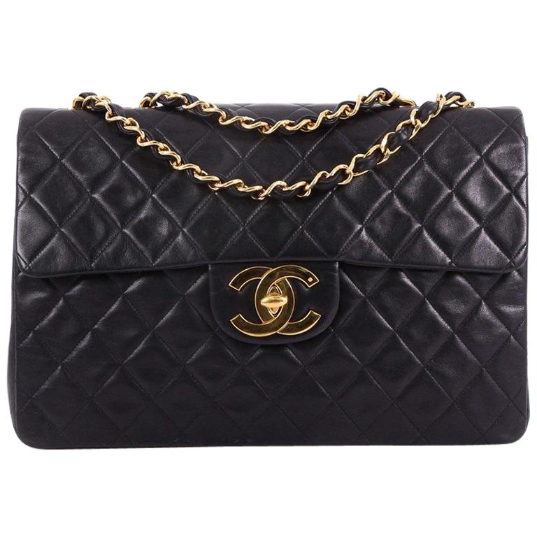  Chanel Vintage Classic Single Flap Bag Quilted Lambskin Maxi