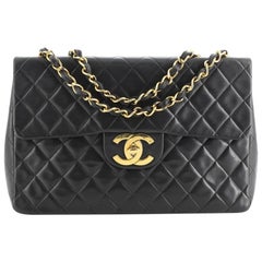 Chanel Vintage Classic Single Flap Bag Quilted Lambskin Maxi