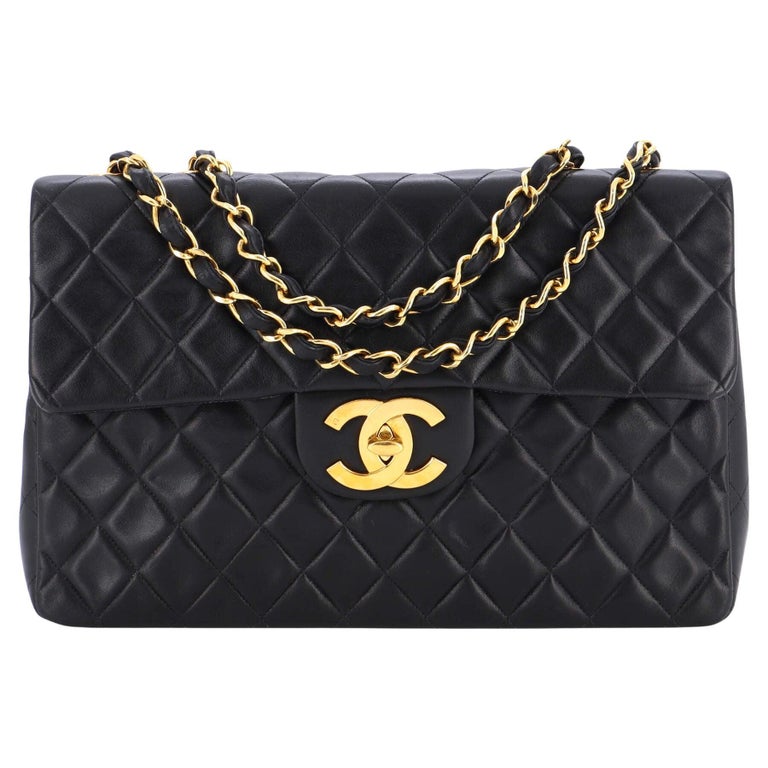 Chanel Vintage Classic Single Flap Bag Quilted Lambskin Maxi For