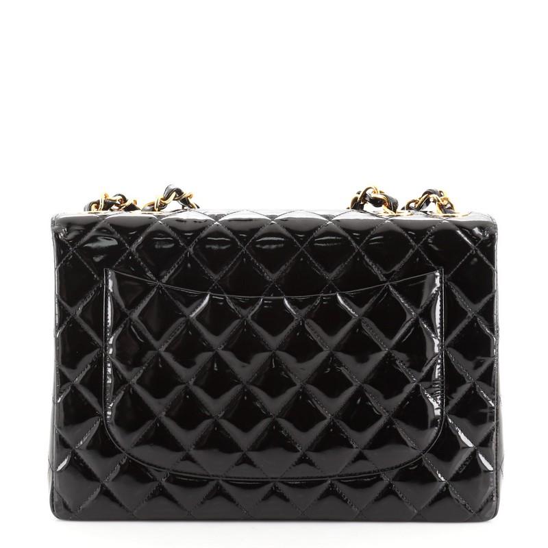 Chanel Vintage Classic Single Flap Bag Quilted Patent Jumbo In Good Condition In NY, NY