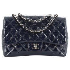 Chanel Vintage Classic Single Flap Bag Quilted Patent Jumbo