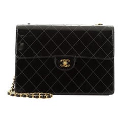 Chanel Vintage Square Classic Single Flap Bag Quilted Patent Jumbo
