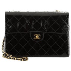 Chanel Vintage Square Classic Single Flap Bag Quilted Patent Jumbo