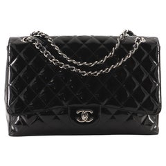 Chanel Vintage Classic Single Flap Bag Quilted Patent Maxi