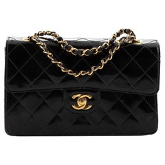 Chanel Vintage Classic Single Flap Bag Quilted Patent Small