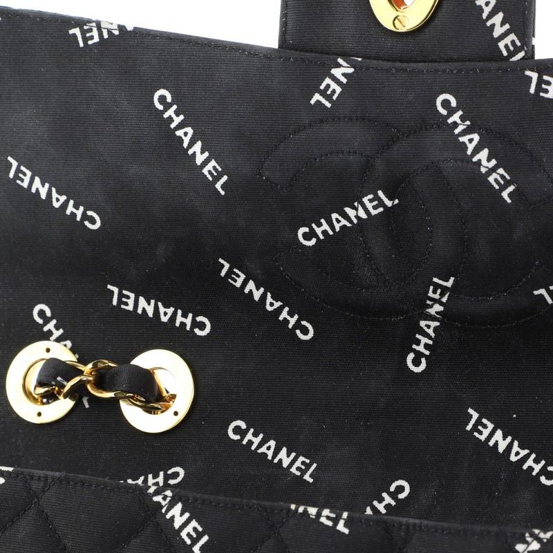 Chanel Vintage Classic Single Flap Bag Quilted Printed Canvas Maxi 2