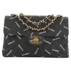 Chanel Vintage Classic Single Flap Bag Quilted Printed Canvas Maxi