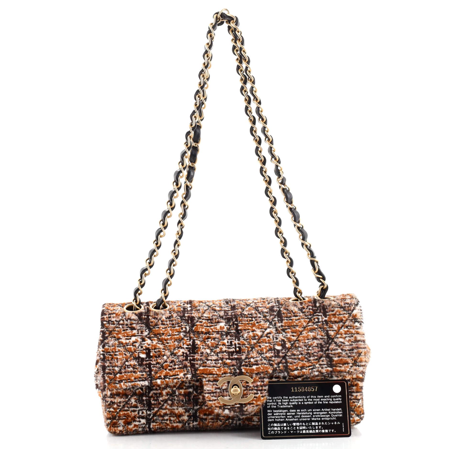 Chanel Vintage Classic Single Flap Bag Quilted Printed Pony Hair East West  at 1stDibs
