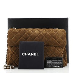 Chanel Vintage Classic Single Flap Bag Quilted Suede Jumbo