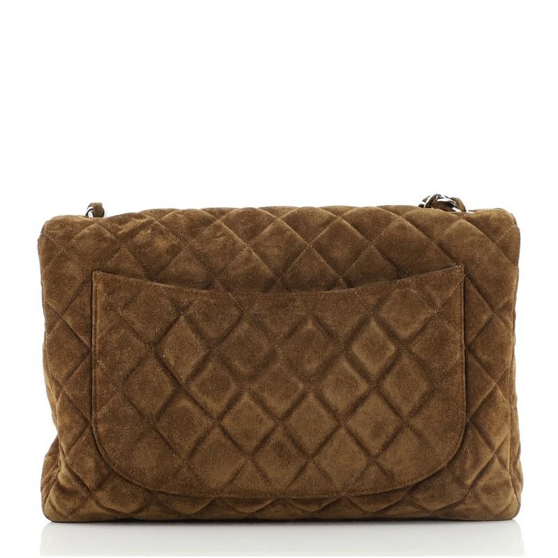 Chanel Vintage Classic Single Flap Bag Quilted Suede Jumbo In Good Condition In NY, NY