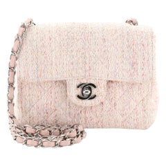 Chanel Vintage Classic Single Flap Bag Quilted Tweed Mini